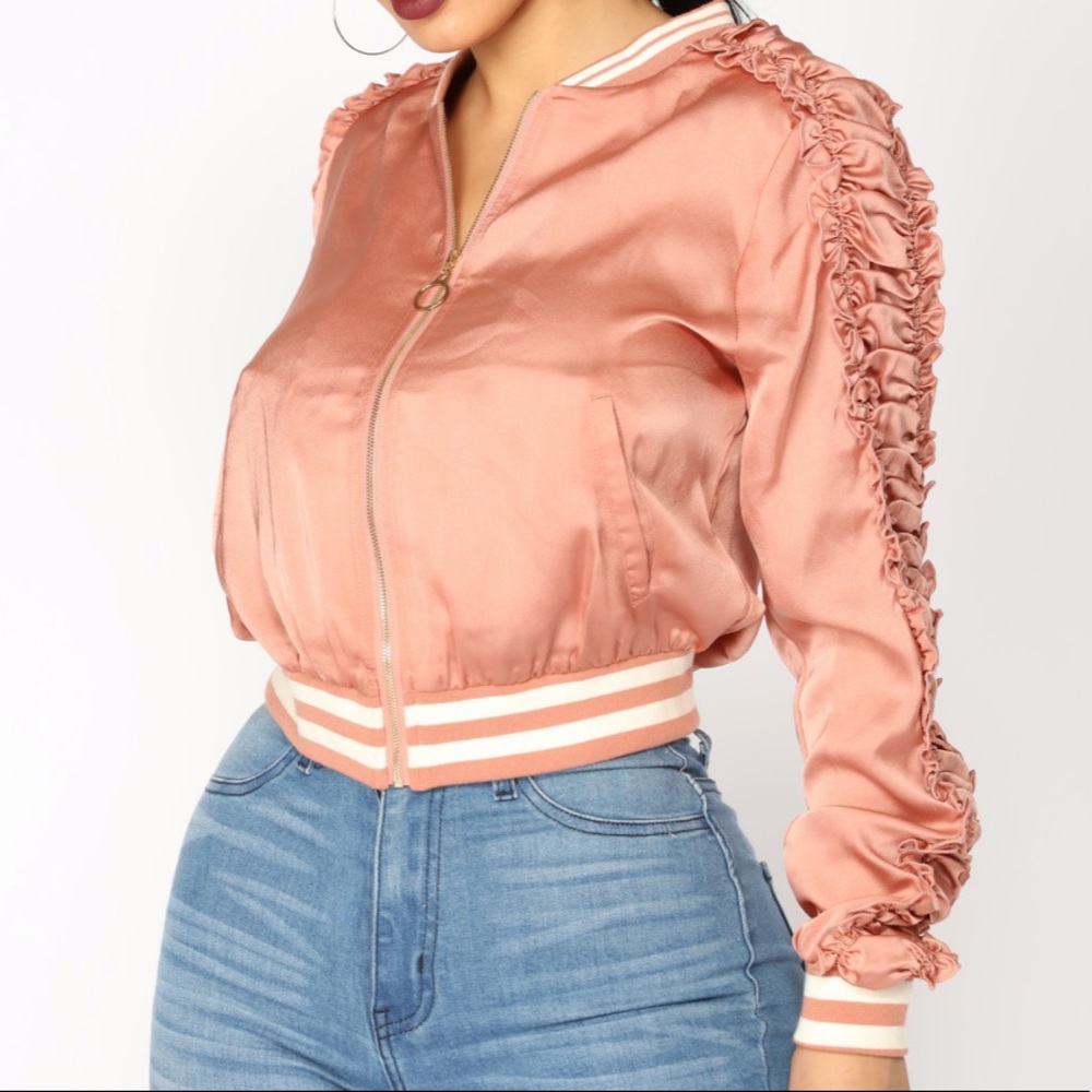 OFFERS Satin Bomber Jacket - Mauve